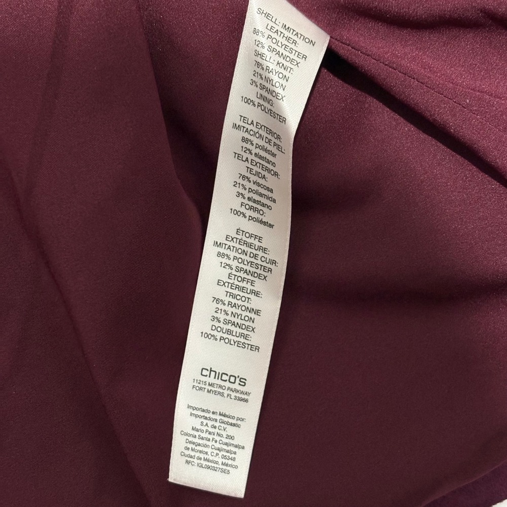 Chicos Faux Suede Mixed Media Moto Bomber Jacket Plum Purple Size 1 M - Picture 7 of 8